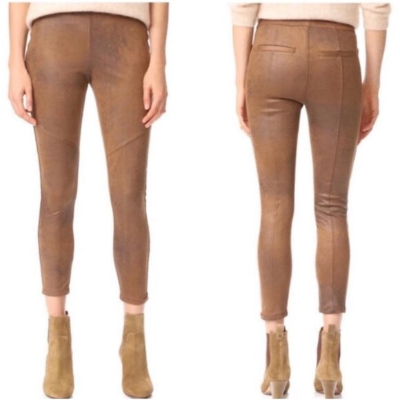Free People Never Let Go Brown Faux Suede Leather Leggings Size 27 - Picture 4 of 12